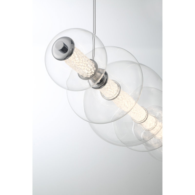 Lustre 1 lumière avec verre Atomo, Clair, Chrome