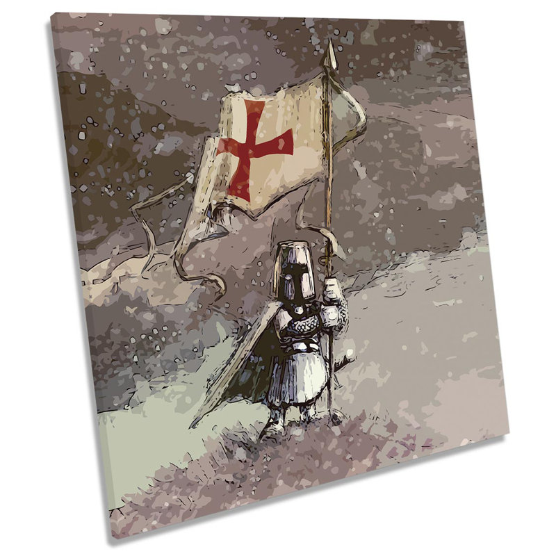 White Knight Flag - Wrapped Canvas Painting, 60cm H x 60cm W x 2cm D