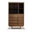 Gris + verre trempé de couleur noyer noir + vitrines en bois massif et manufacturé