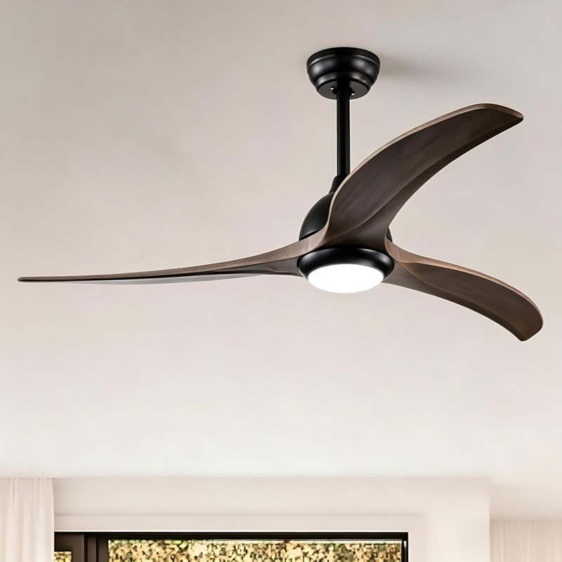 Ventilateur de plafond 52 po noir mat avec lumière , Matte Black, Black