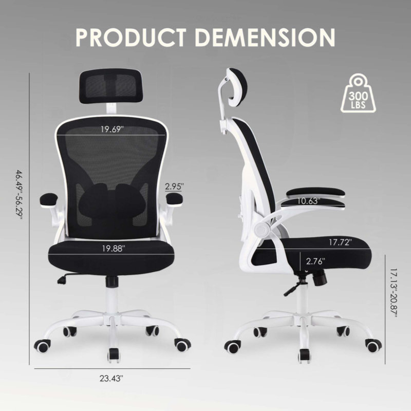 Ergonomic Office Chair, Home Office Desk Chair With Headrest, High Back Computer Chair With Armrests And Adjustable Lumbar Support For Home Office Study Room