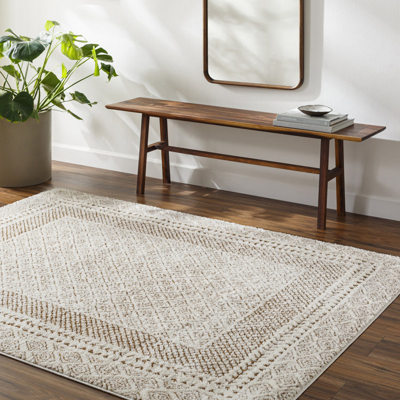 Brown Modern Rug, Bordered Anti Slip Easy to Clean Rug For Living Room, Dining Room, Bedroom, Kitchen, Rectangle 200 x 275 cm