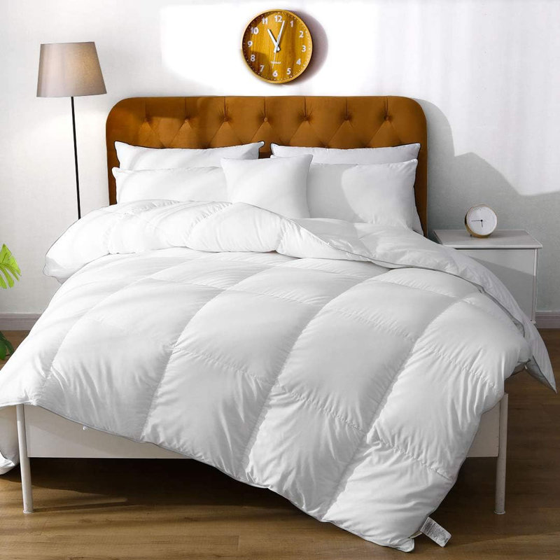 All Season Goose Down & Feather Comforter Luxury Duvet Insert, 650 FP  White, California King Down Comforter