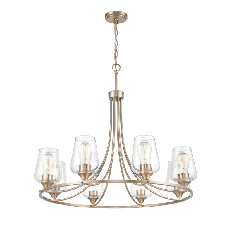 Ashford 8 - Light Dimmable Wagon Wheel Chandelier