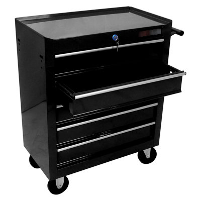Rangement pour outils à 5 tiroirs avec serrure et 4 roues mobiles