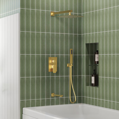 Pressure Balance Shower System 10" Rainfall Tub And Shower Faucet With Rough-In Valve