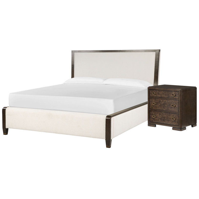 Garofalo King Upholstered Panel Bed With Nightstand, 2 Pcs: Bed, Nightstand