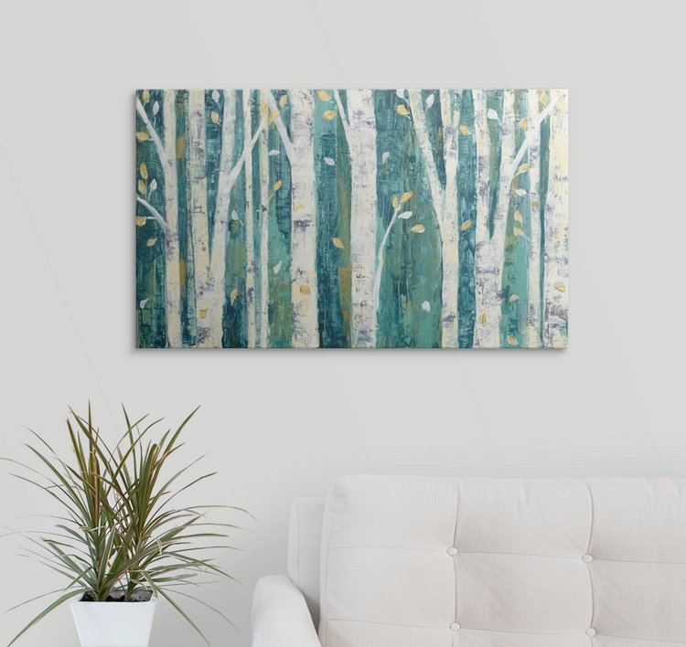«Zeynep Birches in Spring» par Julia Purinton, reproduction d'art, H 32 po x l 48 po x P 1,25 po, Toile