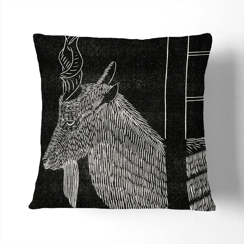 Markhor Goat Vol.2 Square Throw Cushion, Black, 55cm H x 55cm W x 20cm D