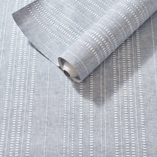 Papier peint rayé bleu étain Mia