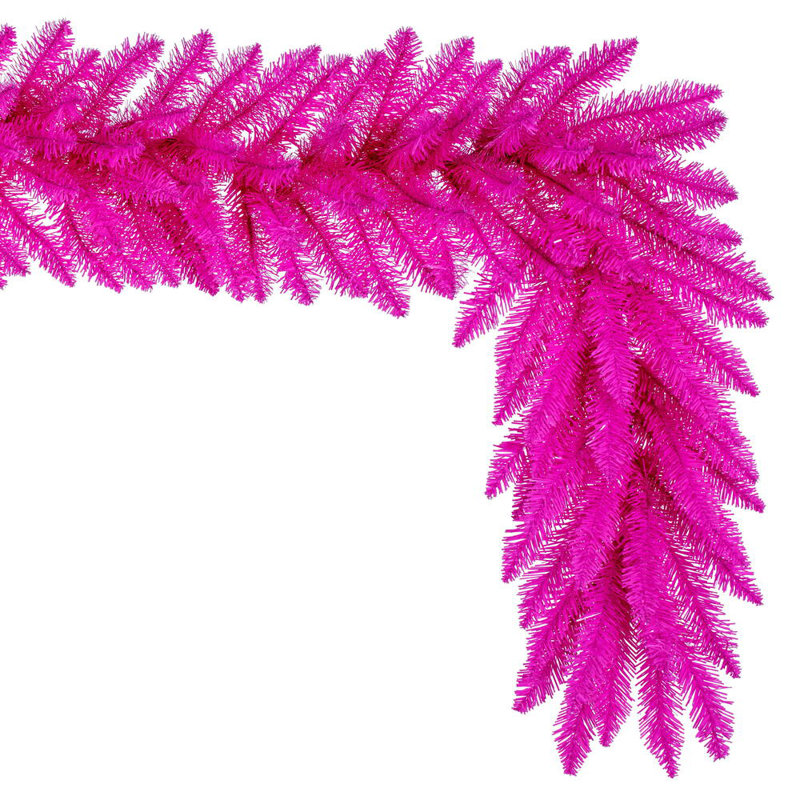 The Holiday Aisle® 9' x 14" Hot Pink Artificial UnLit Garland with 270 Realistic PVC Tips.