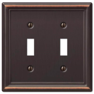 Amerelle Chelsea Aged Bronze 2 gang Metal Toggle Wall Plate 1 pk