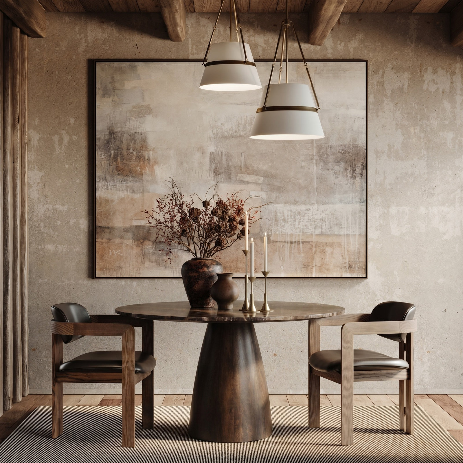 Mellonia Round Genuine Marble Dining Table, 30"H x 54"L x 54"W, Brown