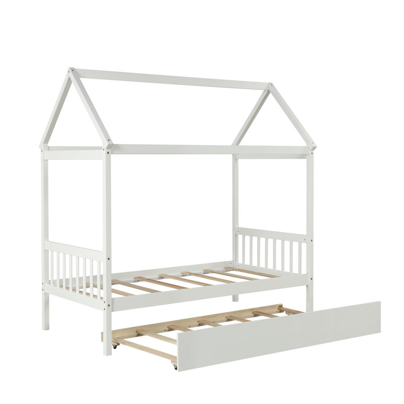  Eliud House Full Bed With Trundle, White