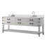Meuble-lavabo double en chêne blanc 84 po X P 22 po D, dessus en quartz blanc et ensemble de robinet
