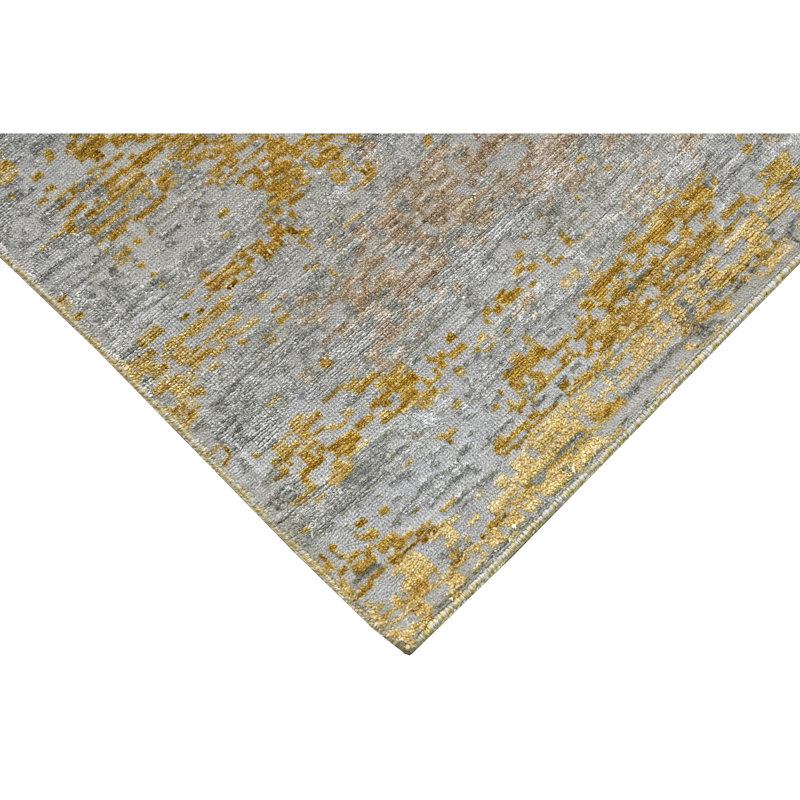 High-Quality Hand-Knotted Silver And Gold Area Rug