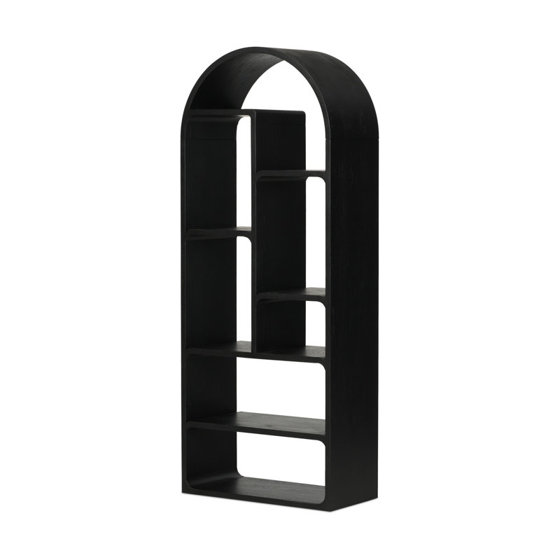Risa Geometric Bookcase, Brushed Ebony Oak