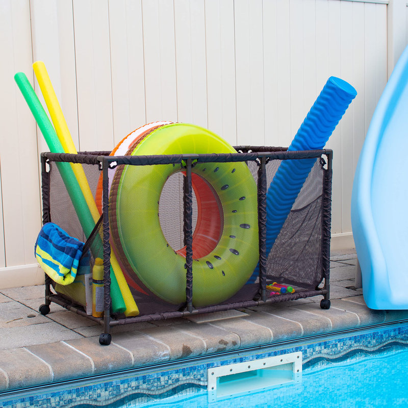 LoochMee 43'' W 1 Gallons Water Resistant Plastic Deck Box with Wheels, Brown