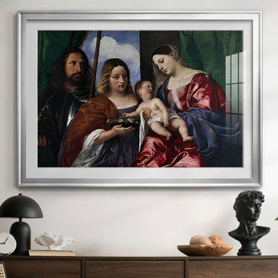 Vierge à l'Enfant avec les saints Dorothée et Georges - Titien - Encadré sous verre acrylique, grand tableau pour salon