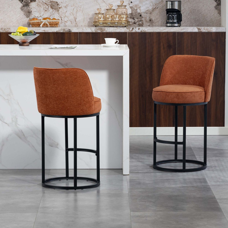Tabourets de bar rembourrés à hauteur de comptoir Modern (ensemble de 2), Brun