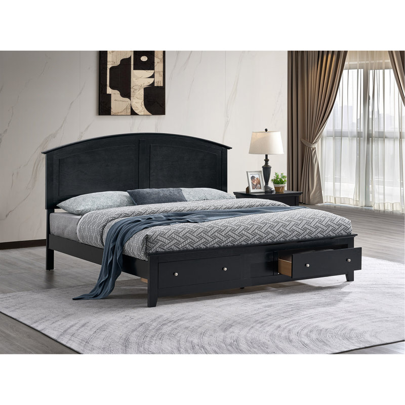 Grand lit Hammond (matelas non inclus), noir, Queen
