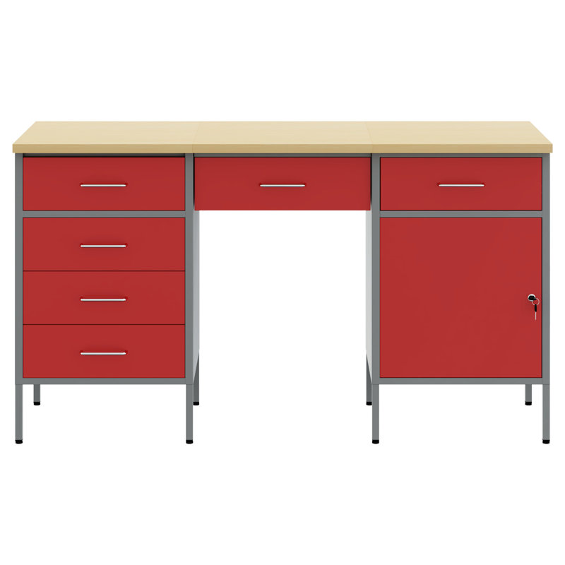 Work Cabinet with Drawer with Lock, Red