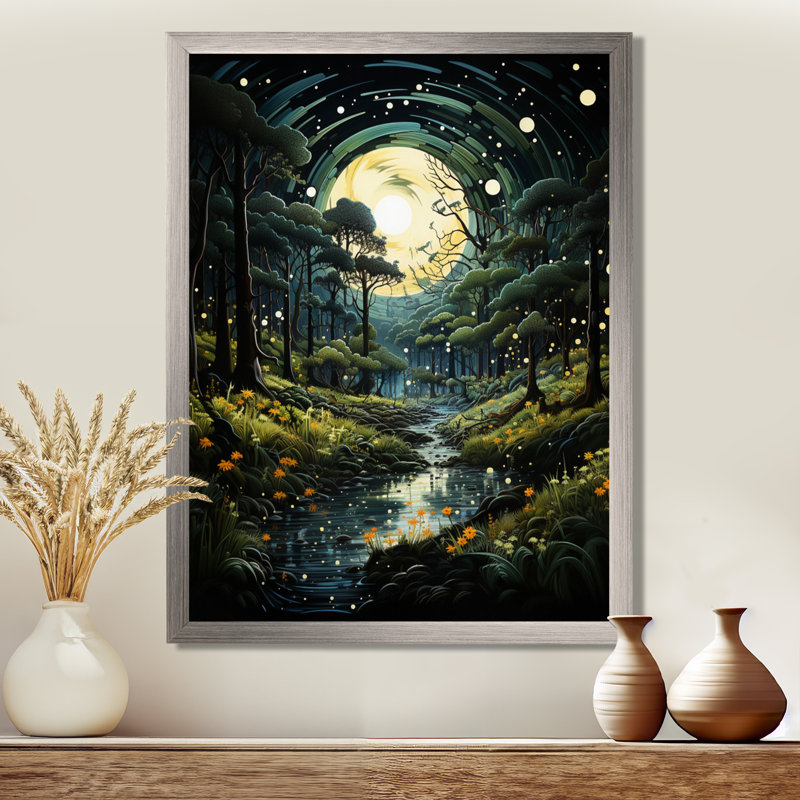 Forest Enchanted Forest Pointillism III - Forest Framed Prints, Maple Floater Framed, 40" H x 30" W x 1.5" D