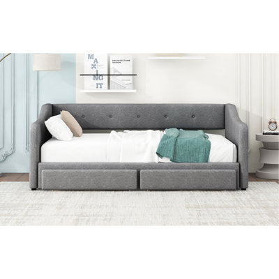 Upholstered Daybed From Twin Xl To King Size With Drawers, Gray - Comfortable And Attractive Bed For Any Space Storage Drawers Modern Bedrooms