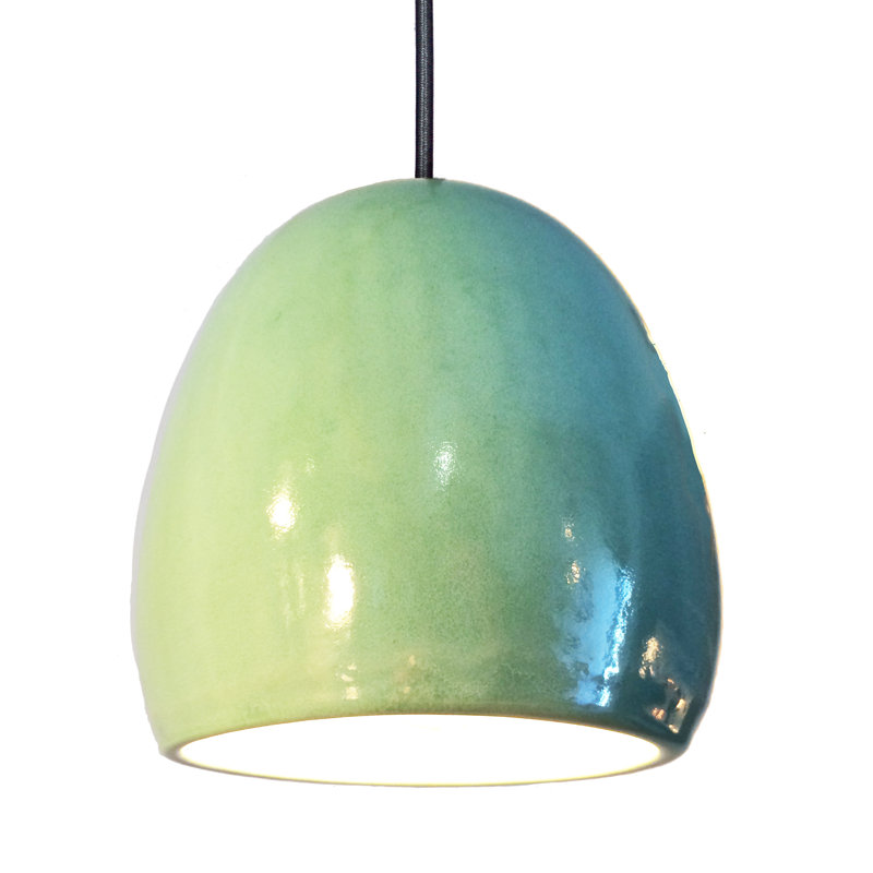 Luminaire suspendu en forme de dôme à 1 lumière Clay, Ampoule DEL, Céladon