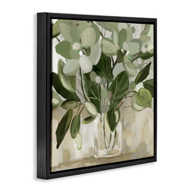 Green Flower & Vines Bouquet Canvas Wall Art, design by Carol Robinson