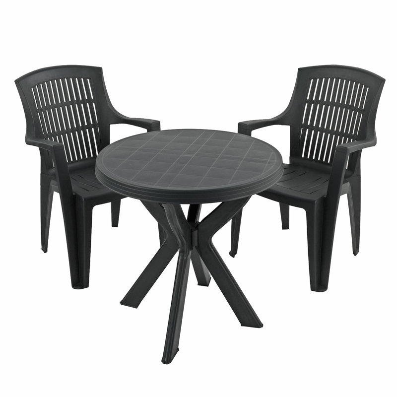 Tivoli Bistro Table with 2  Chairs Garden Set, Anthracite