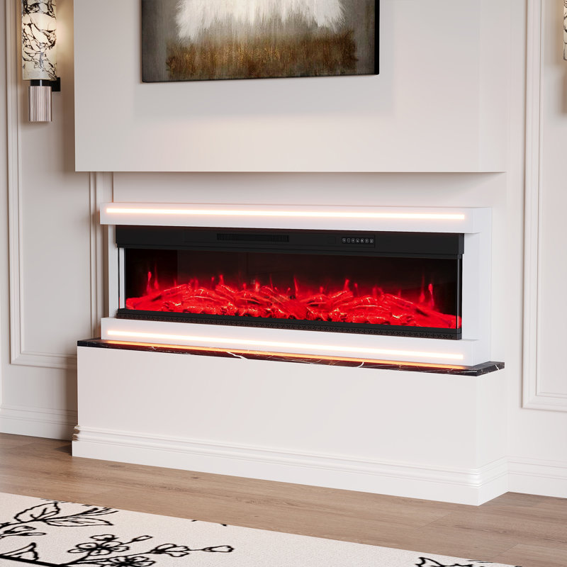 Belfry Heating White Electric Fireplace, 51.3cm H x 136.8cm W x 17cm D