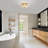 3-light Flush Mount Ceiling Light Fixture, Golden Close To Ceiling Light With Glass Shade