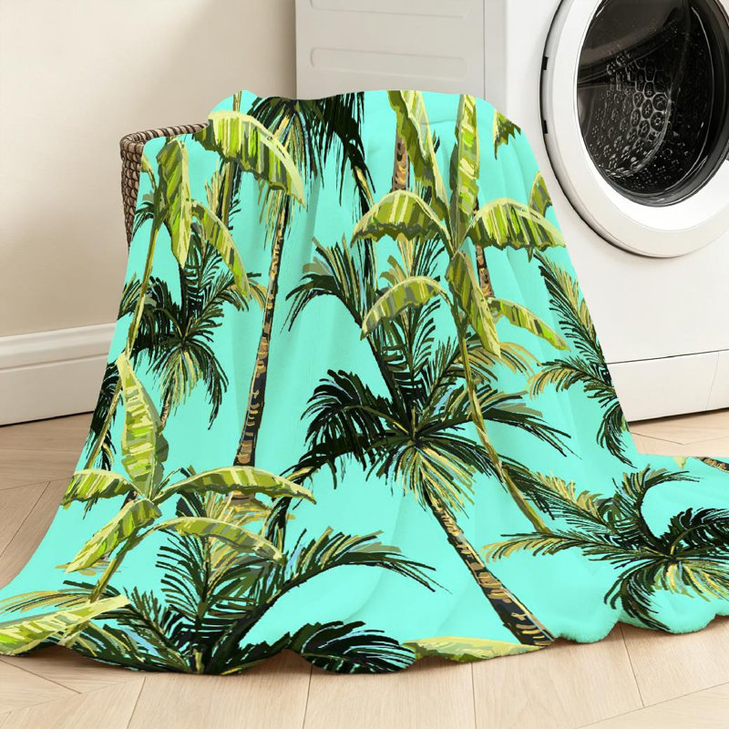 Jeté en flanelle verte molletonnée, imprimé floral, Throw 30" x 40"