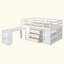 Lit mezzanine basse avec armoire, tablettes et bureau portable roulant, lit multifonctionnel