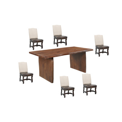 7-Piece Live Edge Solid Wood Dining Set