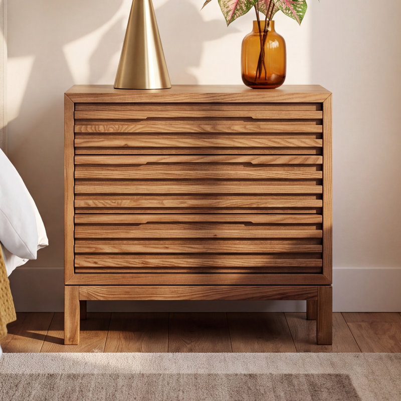 Finnian Solid Wood Nightstand, Walnut