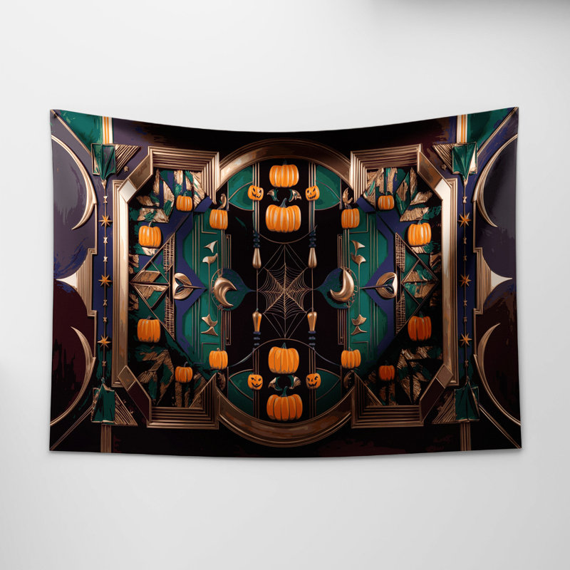 Tapisserie murale d'Halloween Art déco, 68 po x 80 po