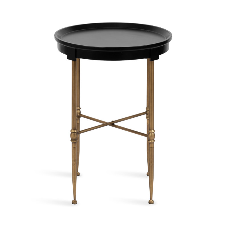 Table d'appoint en métal et bois, Noir