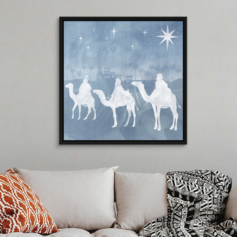 «Star Of Bethlehem II» par Grace Popp - peinture sur toile à cadre flottant, Cadre noir, H 13,25 po x l 13,25 po