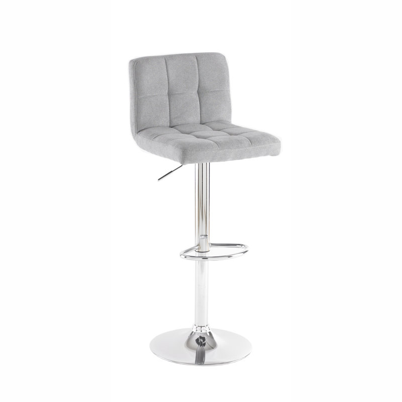 Celina Swivel Upholstered Adjustable Height Bar Stool with Steel Frame, Grey