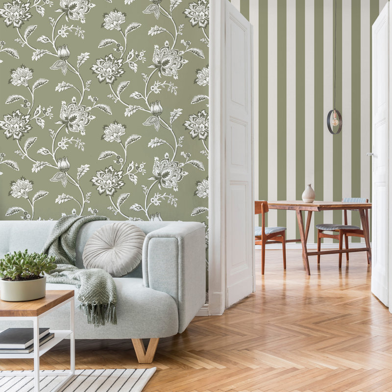Lark Manor 10.5m x 52cm Floral Wallpaper Roll, Green