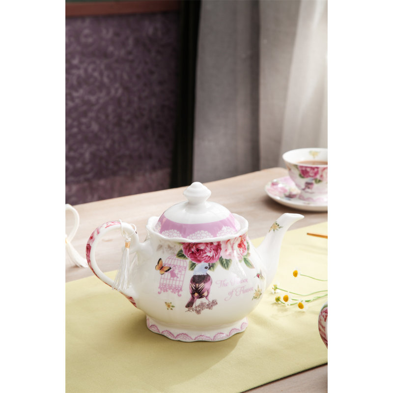 Lily Manor Alfonzo 1.5ml Stovetop Safe Floral Teapot