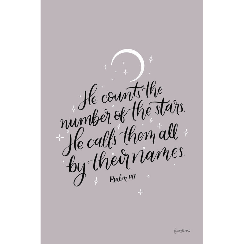 He Counts The Stars Crop' by Becky Thorns - Typography Print, 122cm H x 81cm W, Black Floater Framed