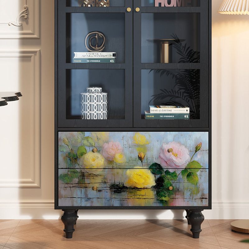 Vitrine en bois massif Floral