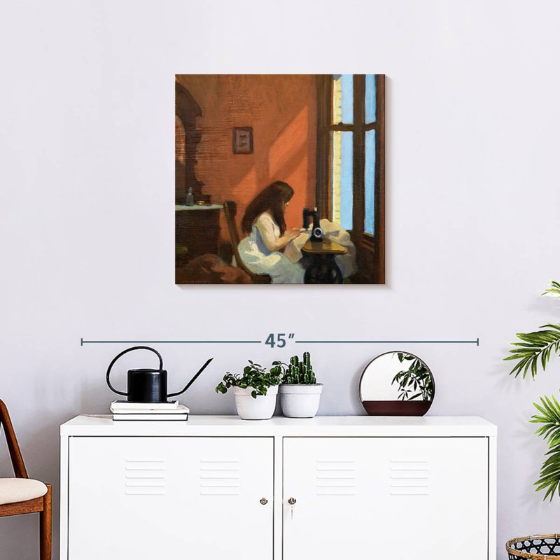 Senne Girl At Sewing Machine, 24" H x 24" W