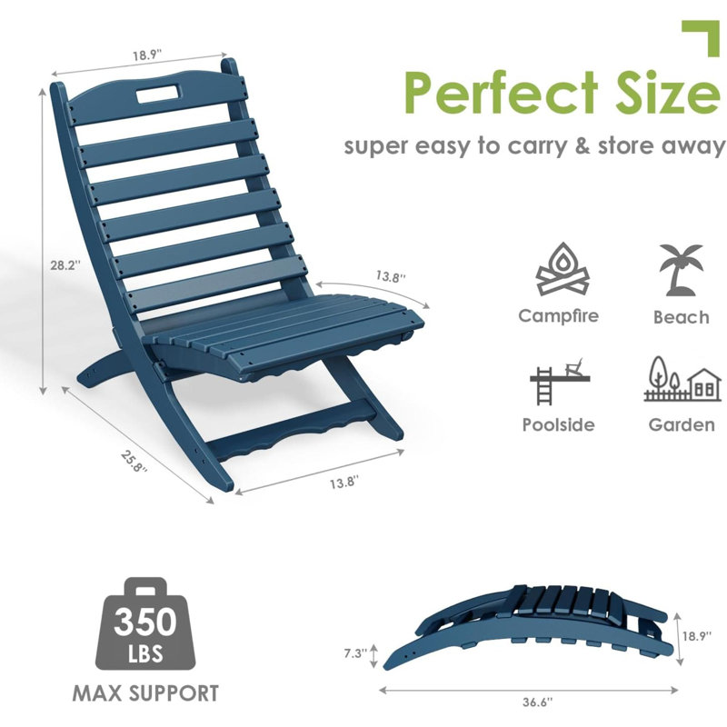 Smilja Foldable Outdoor Adirondack Chair, Navy Blue