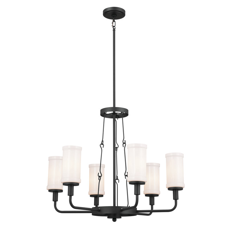 Vetivene 6 - Light Steel Dimmable Chandelier, Textured Black