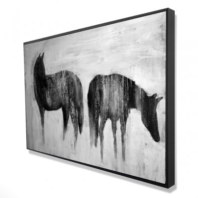 Horses Silhouettes In The Mist Print On Canvas