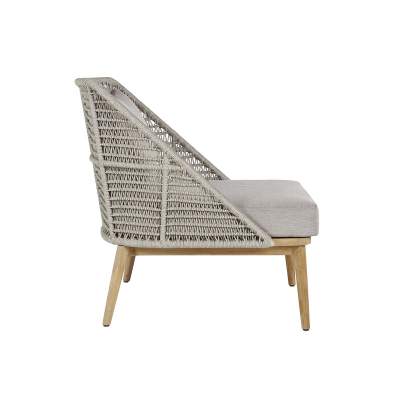 Andria Outdoor Teak Lounge Chair, Brown, Gray